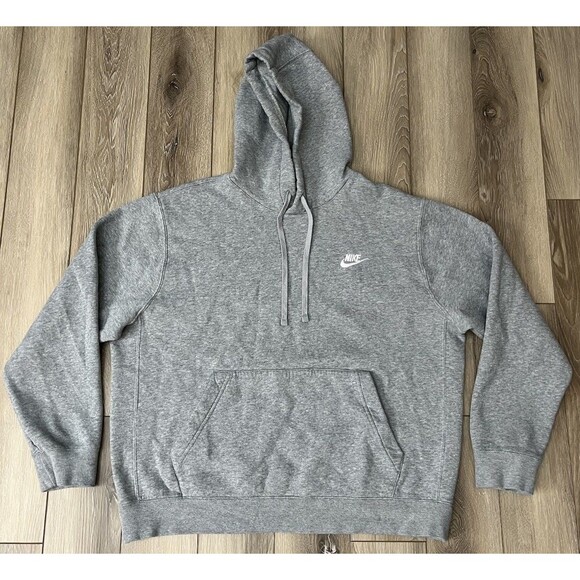 Nike Hoodie Men Large Gray Embroidered Swoosh Hooded Sweatshirt Casual Logo - Picture 2 of 8